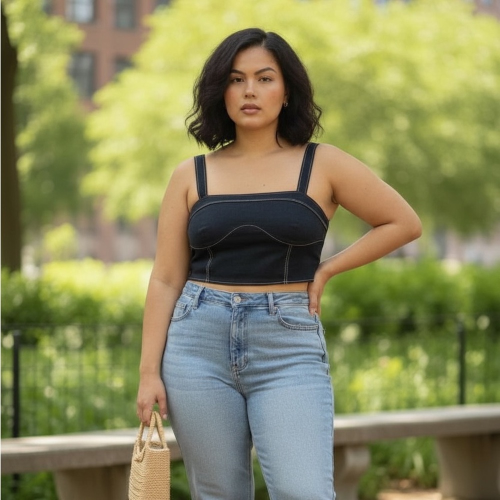 REMI x REVOLVE Yuval Corset Top in Denim Blue Large Blue